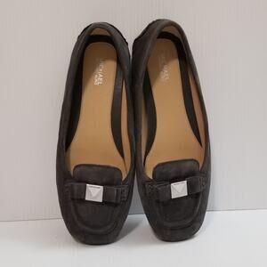 Michael Kors Women's Suede Flats Moccasins Gray Casual Caroline Size 8.5 M EUC